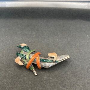 Vintage 925 Silver and Green Brooch